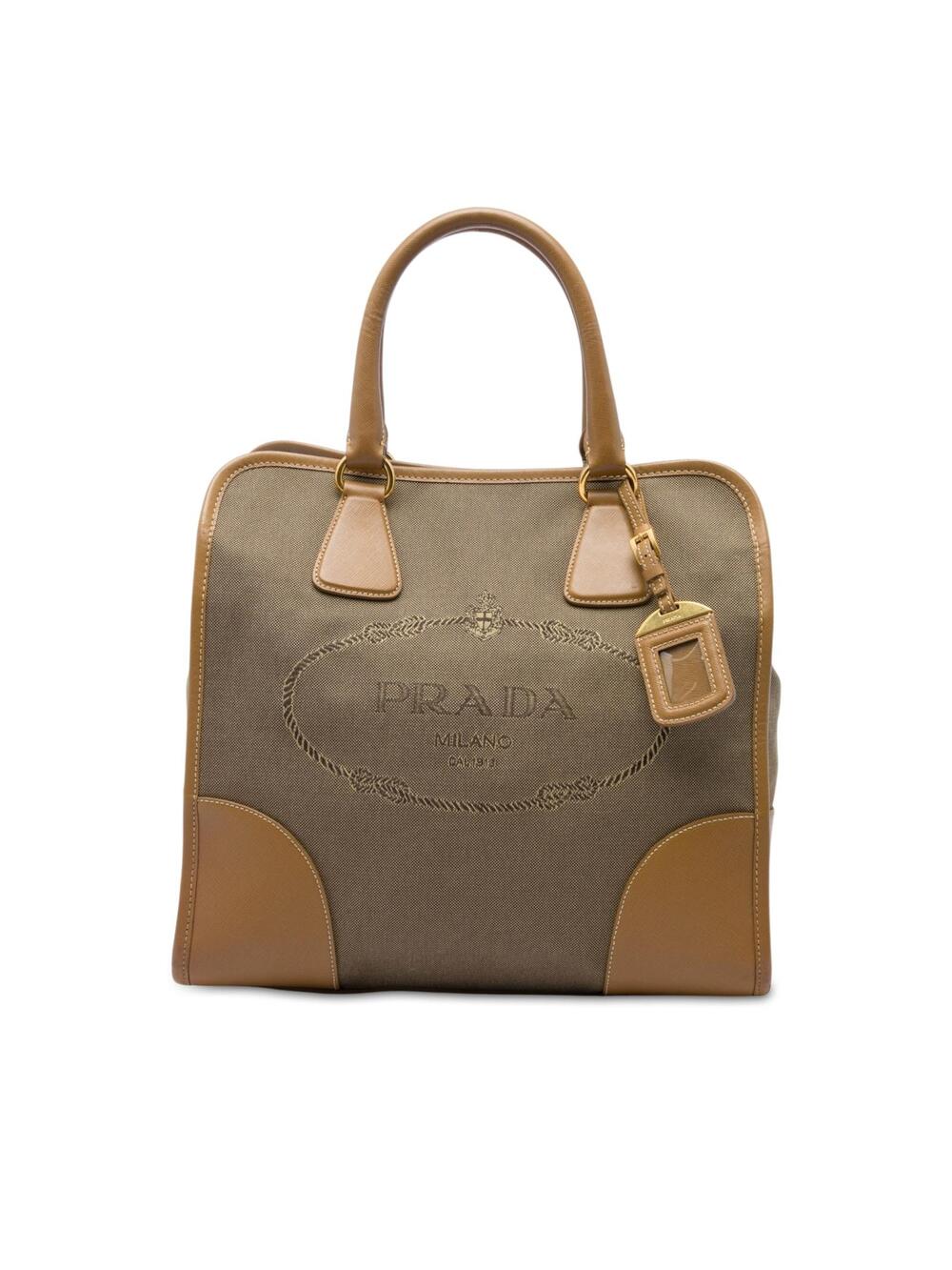Prada Saffiano Trimmed Canvas Canapa #374333P62B